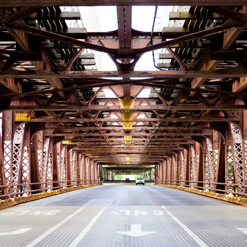 Under El Train Tracks on Lake Street Over River